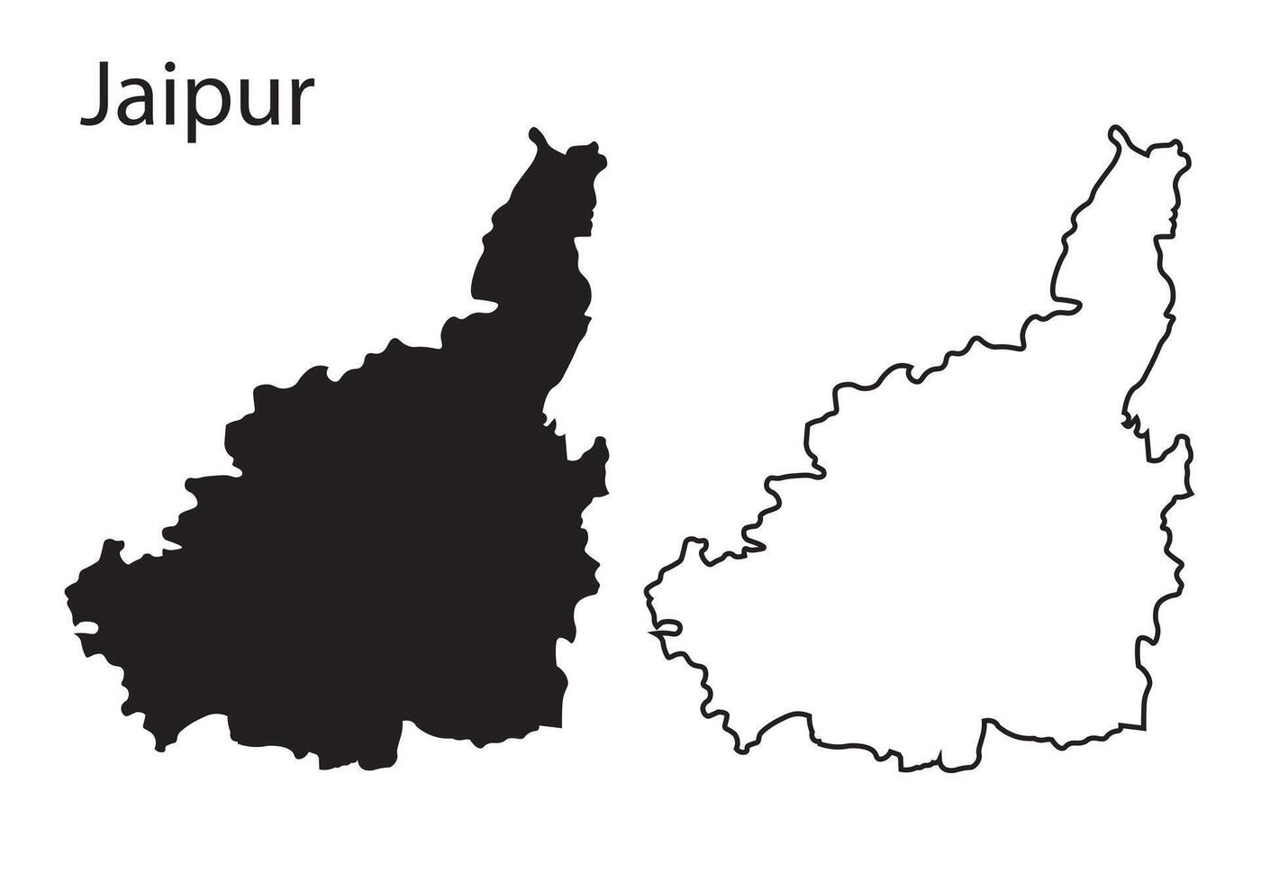 Minimal Jaipur map silhouette, Rajasthan capital city vector
