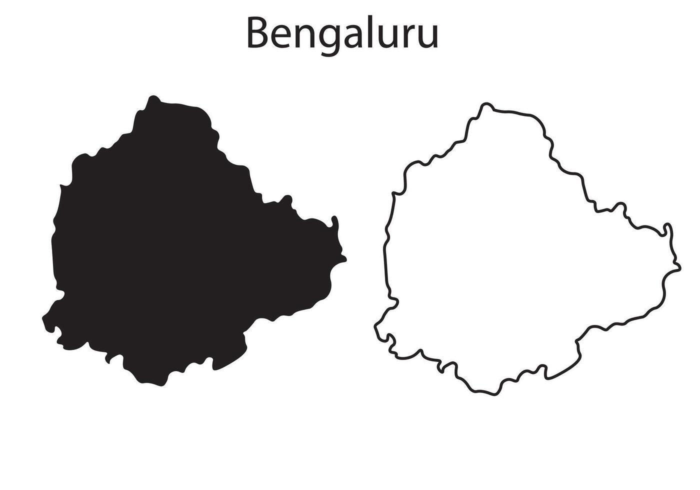 Minimal Bengaluru map silhouett, Simple outline vector