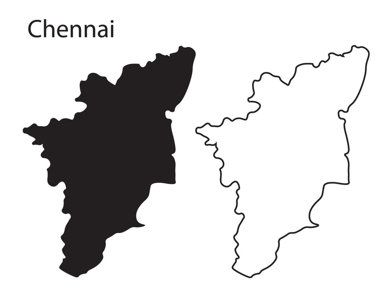 Minimal silhouette map of Chennai, India vector