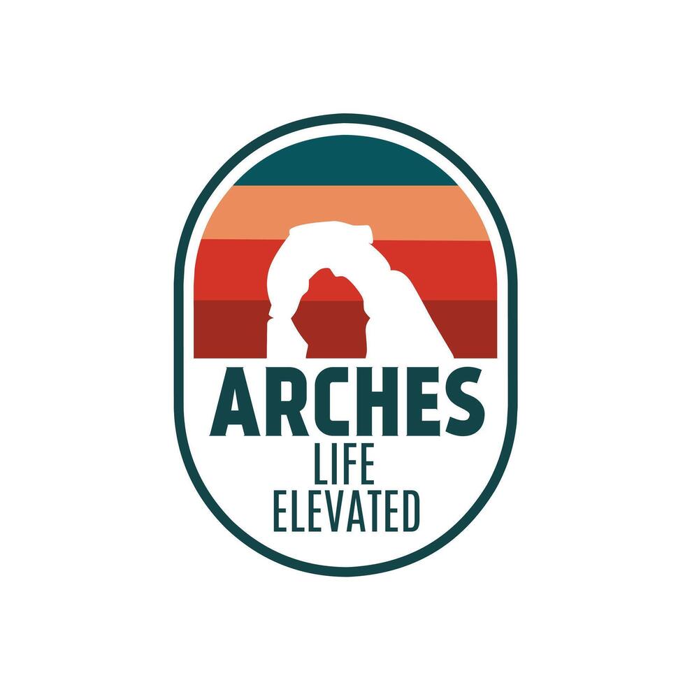 Arches National Park in Capsule Badge Perfect for Print, Apparel, etc vector