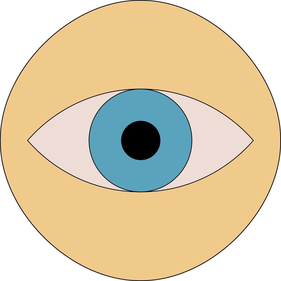 Illustration of a blue eye in beige circle vector
