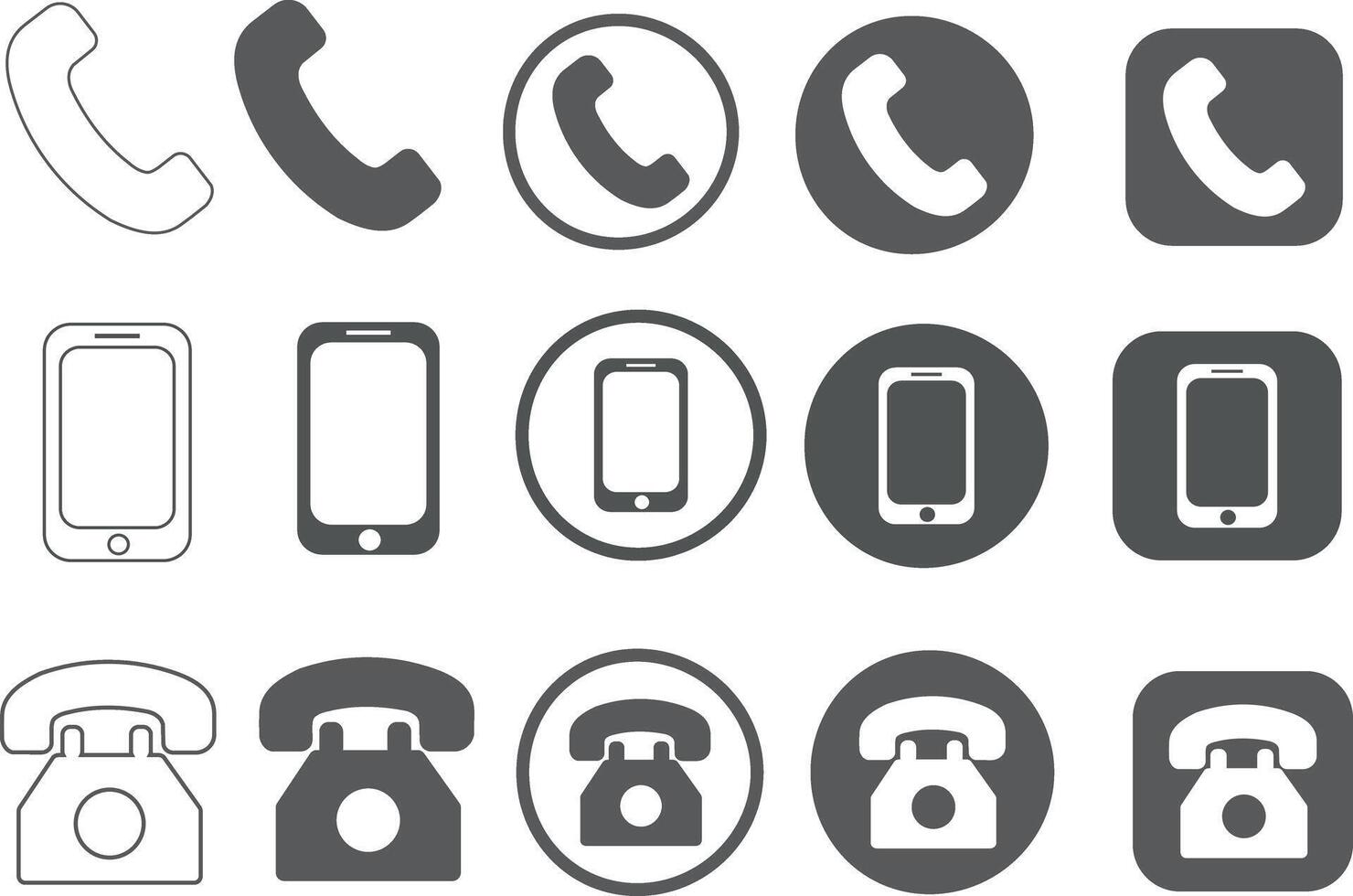 Call icons, black and white call icons vector