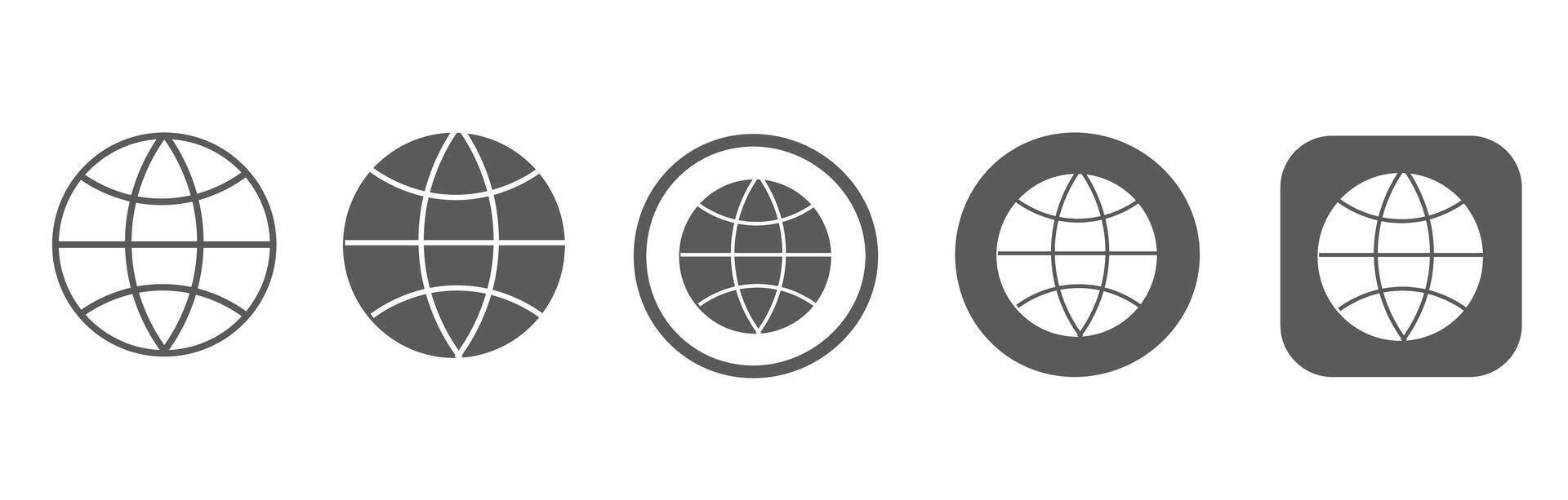 Website icons for web and app UI, globe icons vector