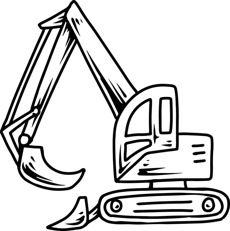 Excavator line drawing for coloring book vector