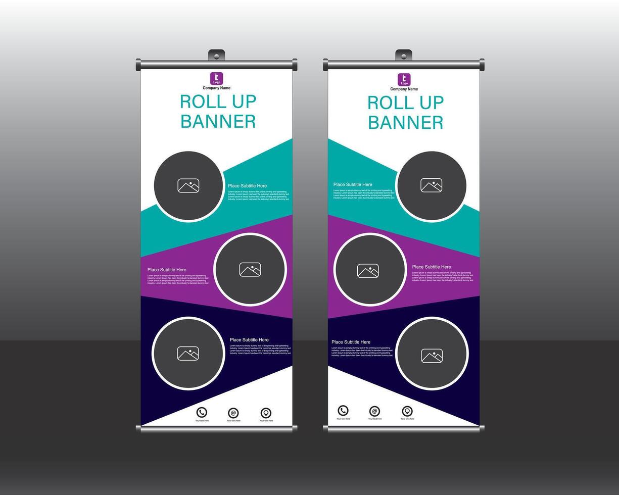 Roll up banner stand design template, Rectangle design vector