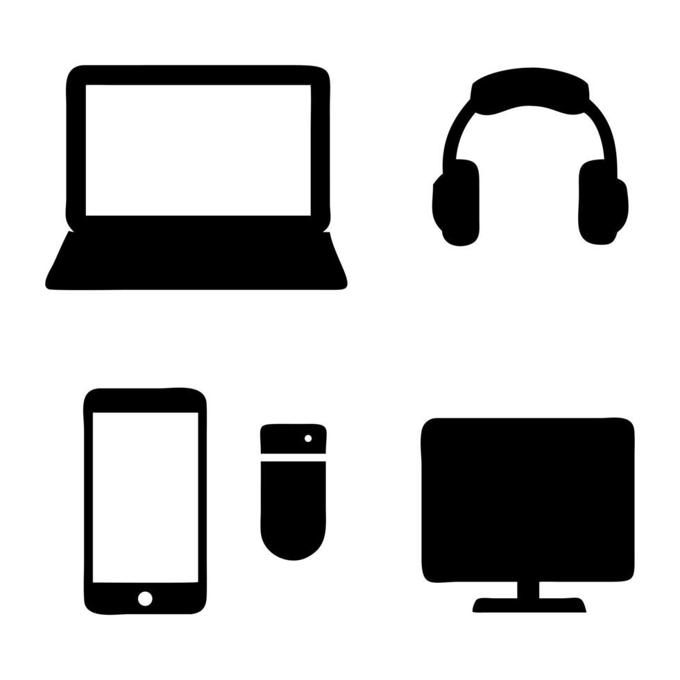 Simple black silhouettes of electronic devices vector