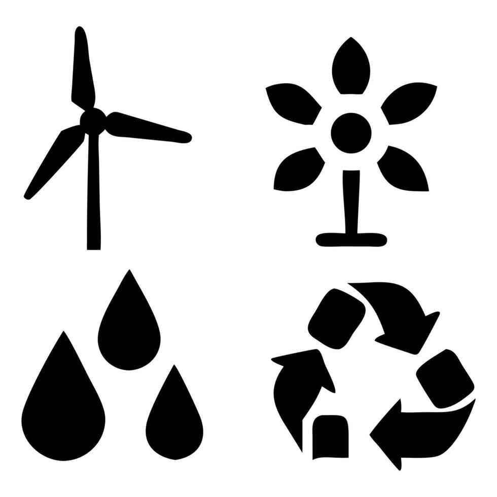 Renewable energy and recycling icons vector