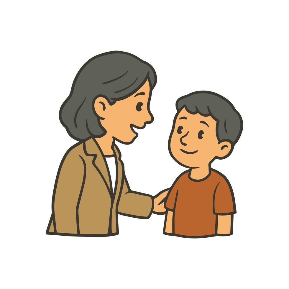 Hand drawn Teacher character teaching the student vector