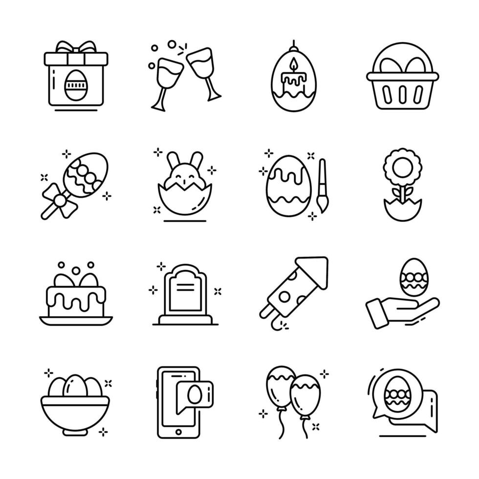 Grab trendy collection of easter day celebration outline icons vector