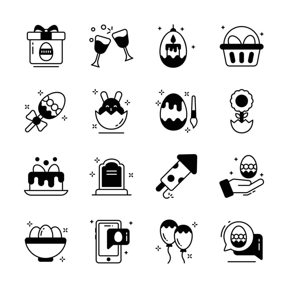 Grab trendy collection of easter day celebration glyph icons. vector