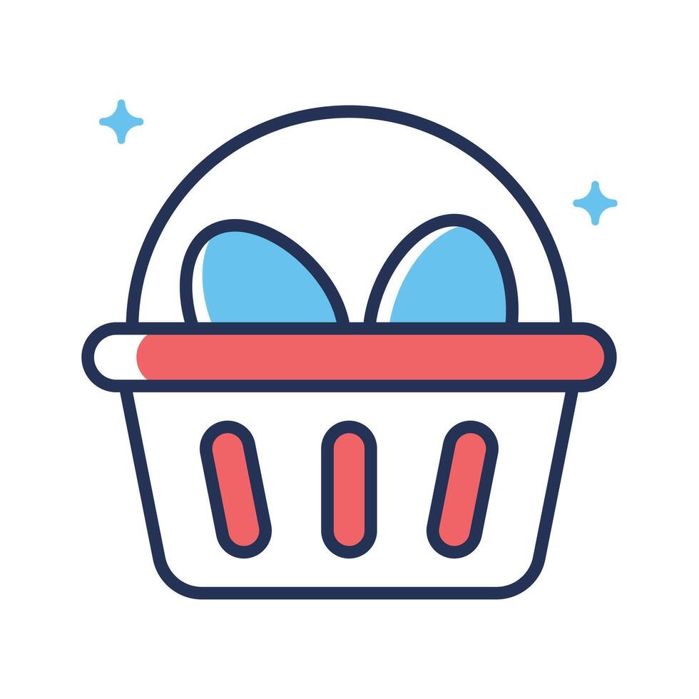 Here is a flat outline icon of easter egg basket vector