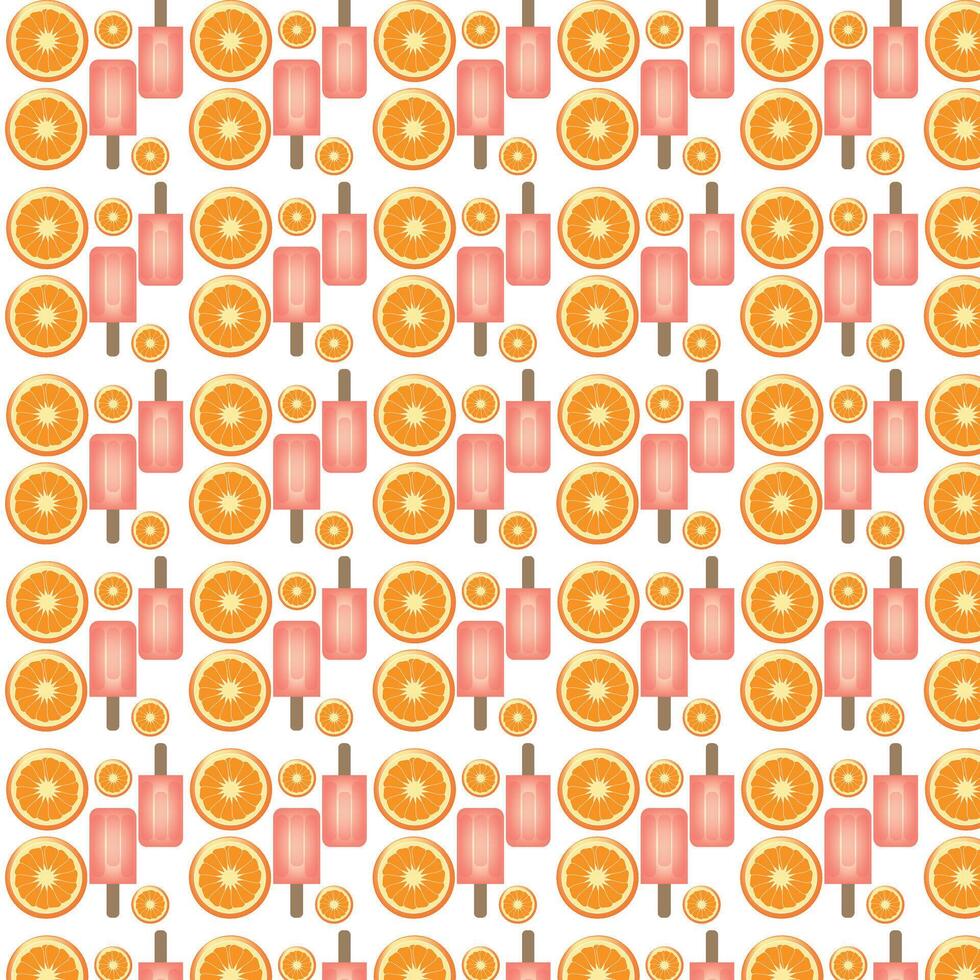 Orange and white pattern with oranges and oranges vector