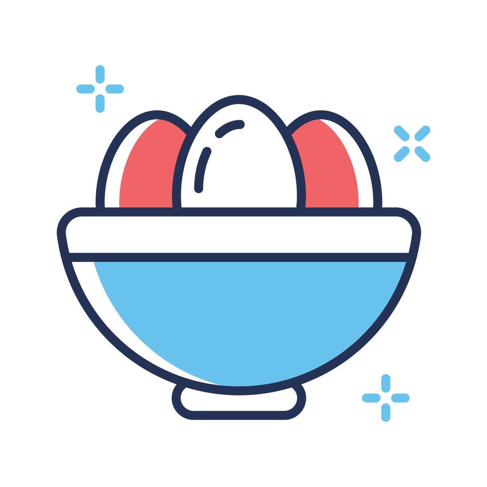 A customizable flat outline icon of egg bowl vector