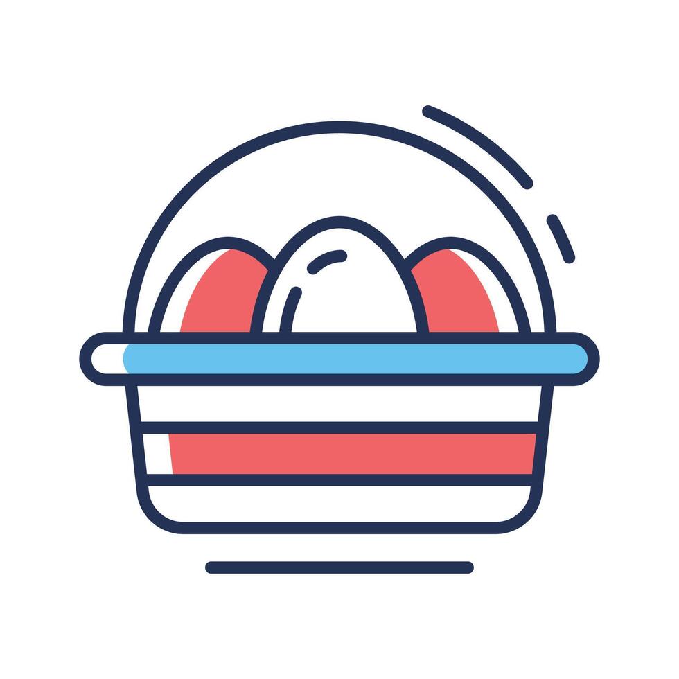 Ready to use flat outline icon depicting easter basket filled with eggs vector