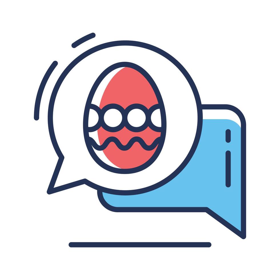 A handy flat outline icon showing easter chat bubbles vector