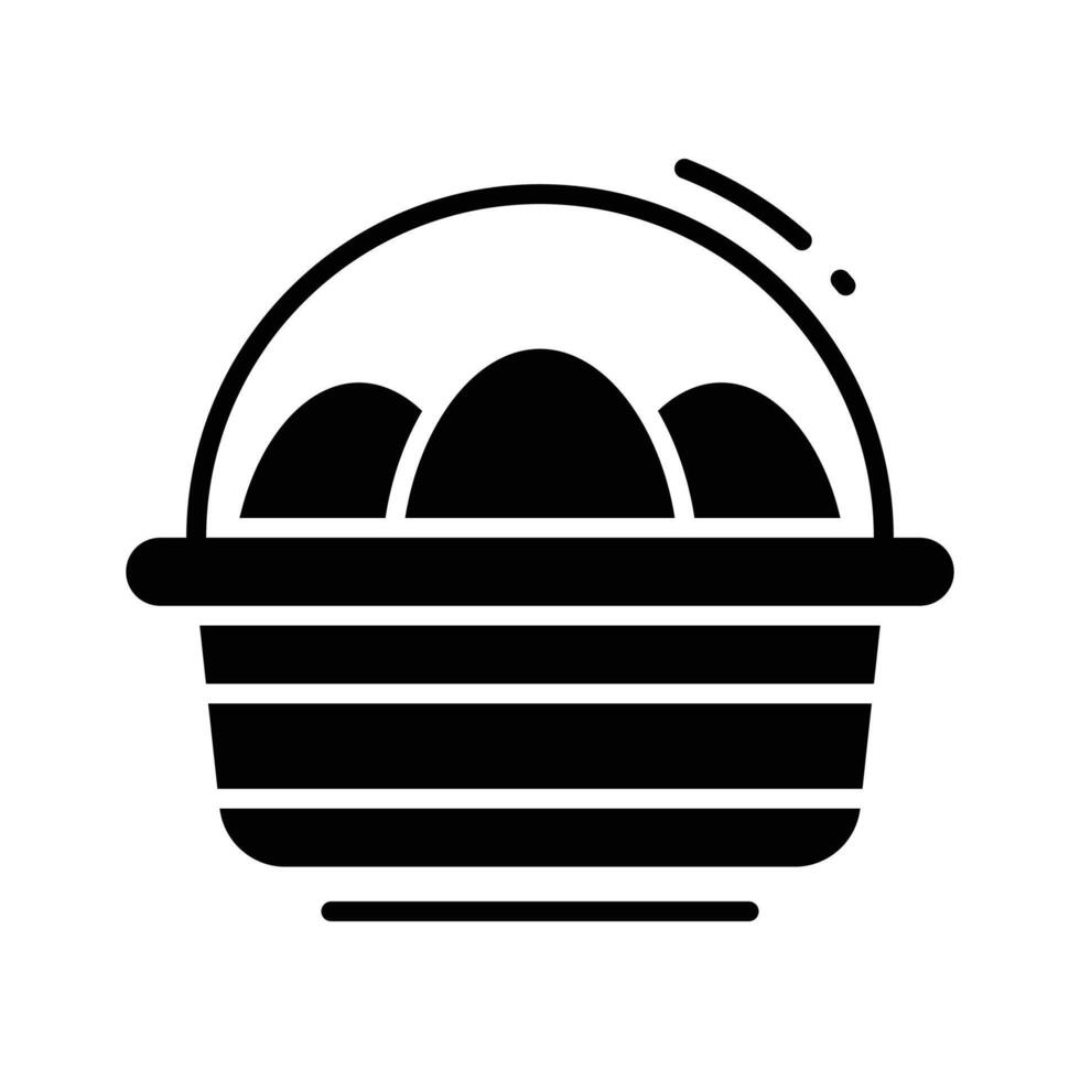 Ready to use glyph icon depicting easter basket filled with eggs vector