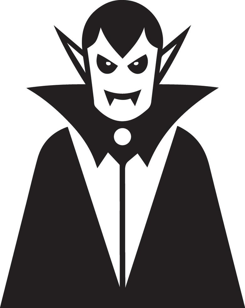 Simple black and white silhouette of a classic vampire with fangs for halloween designs vector