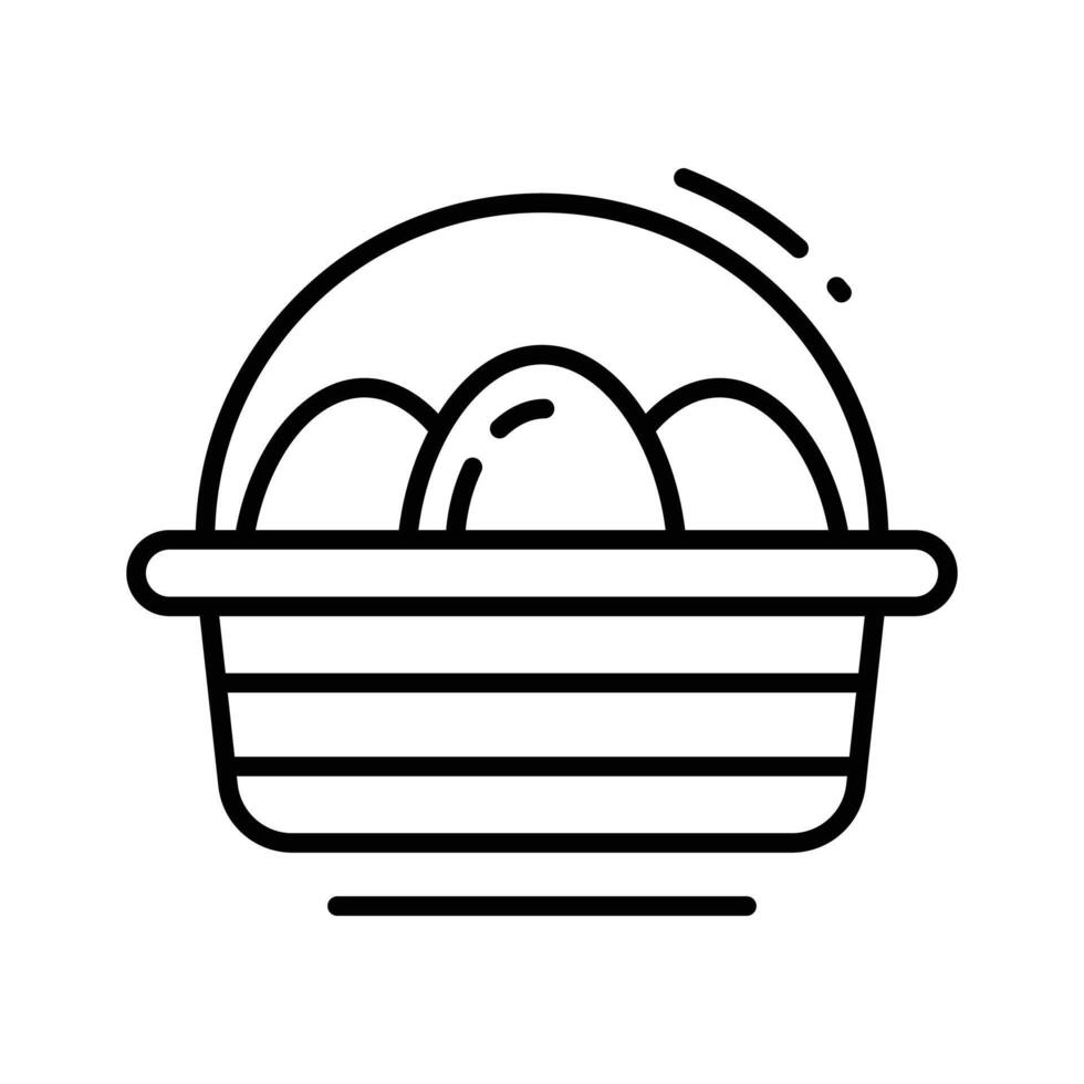 Ready to use outline icon depicting easter basket filled with eggs vector