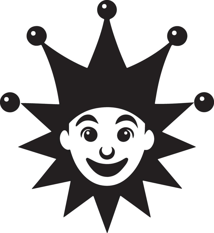 illustration of a smiling jester face in a classic decorative crown vector