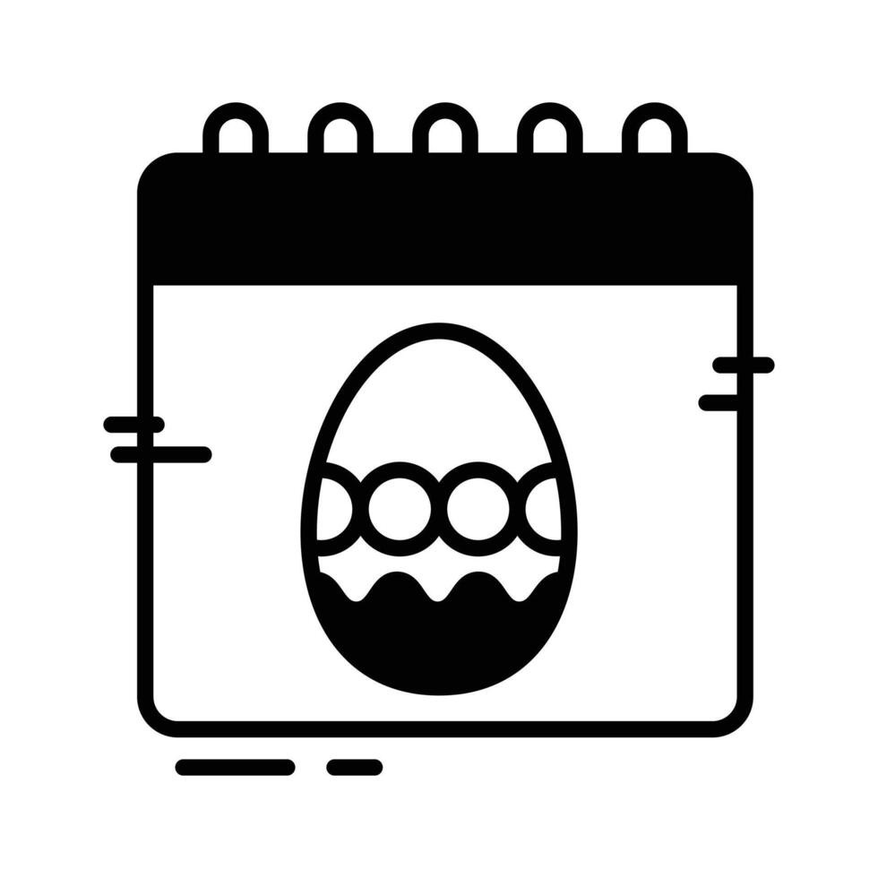 Easter day calendar icon designed in glyph style. vector