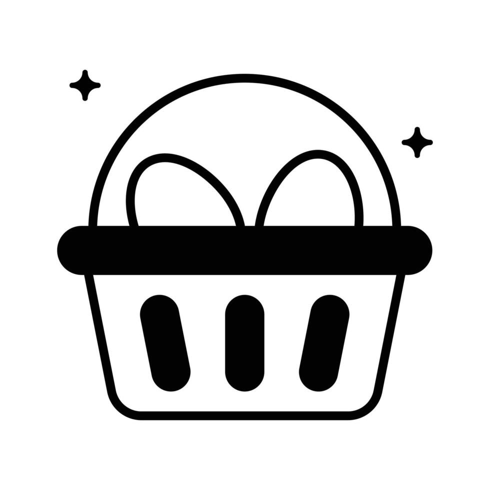 Here is a glyph icon of easter egg basket. vector