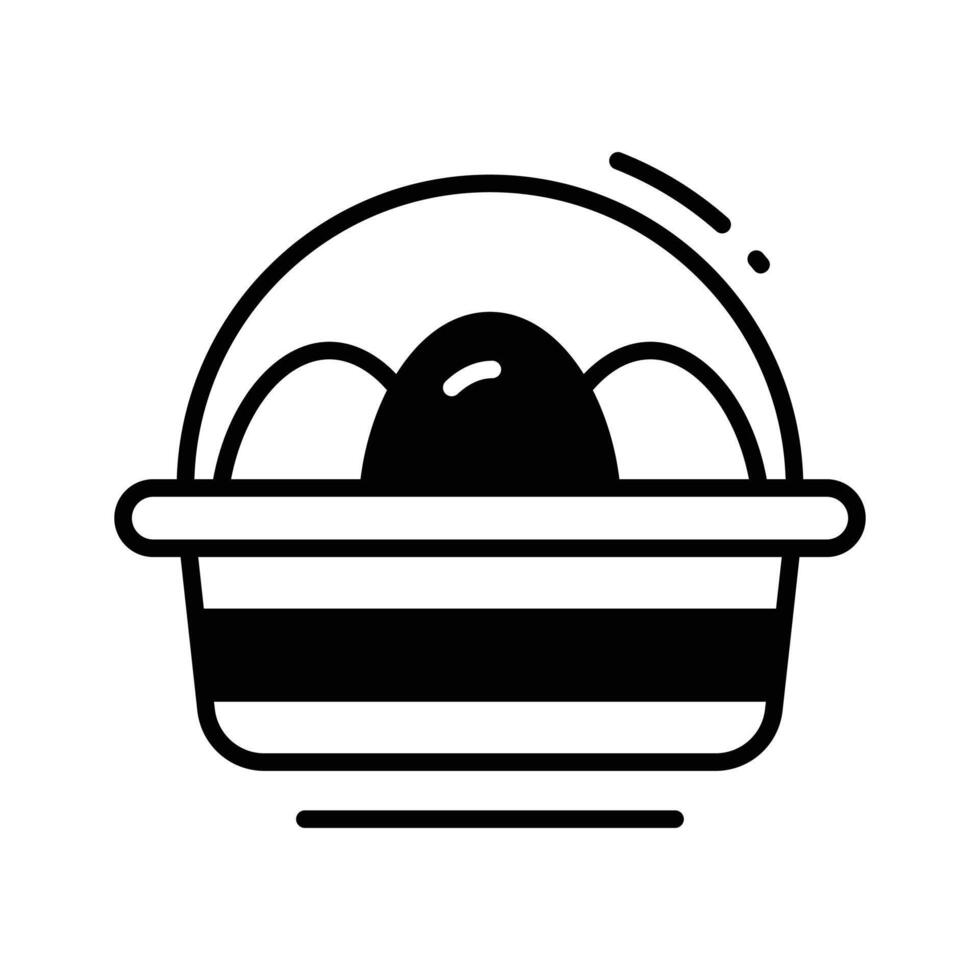 Ready to use glyph icon depicting easter basket filled with eggs. vector