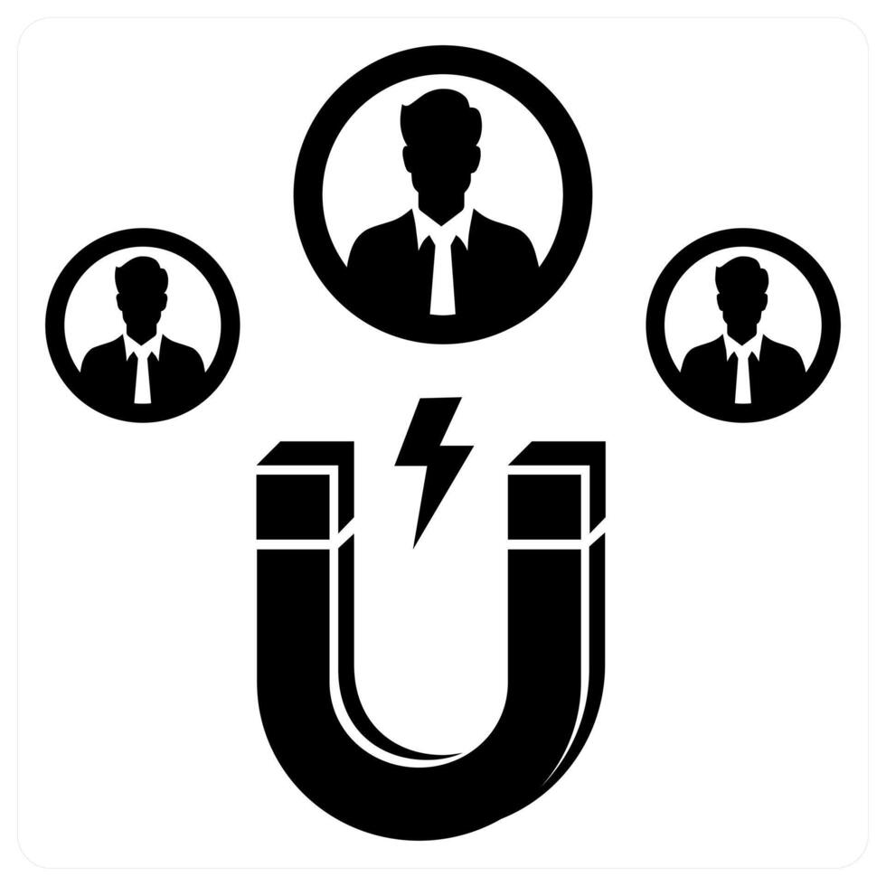 Attract User icon in black color vector
