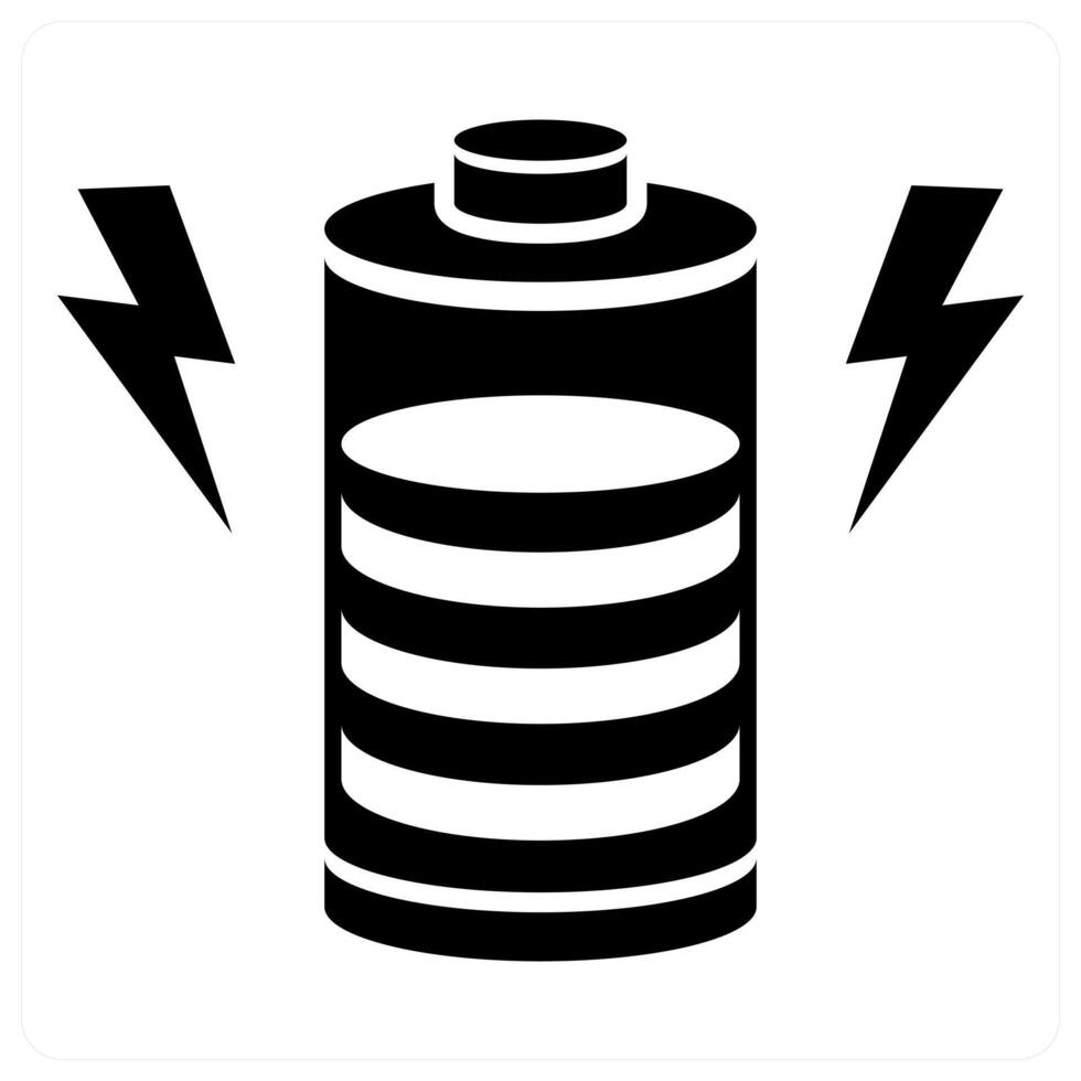 Battery icon concept in black color vector
