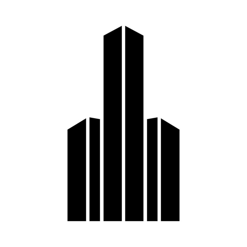silhouette of skyscraper building with thick contour illustration design vector