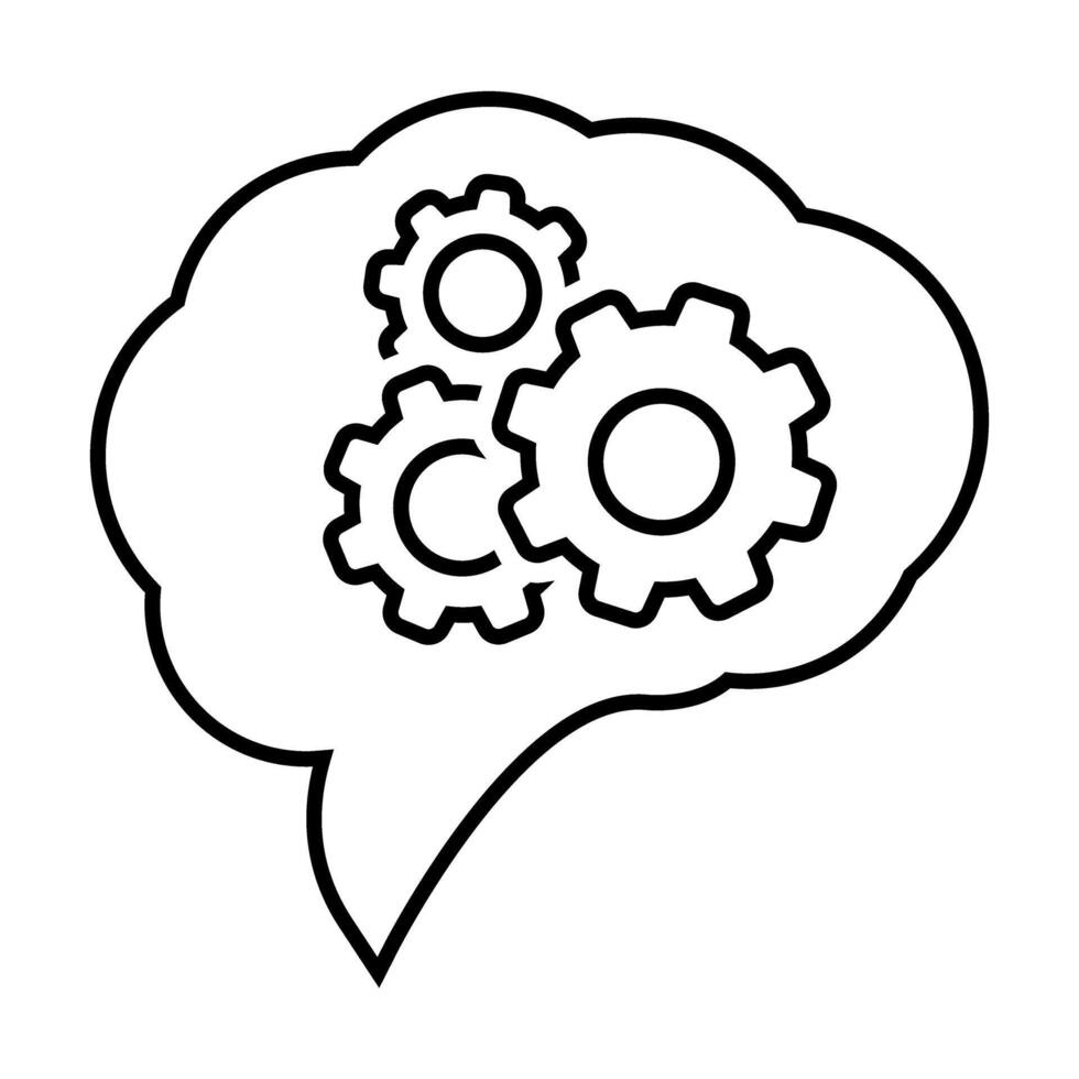 speech bubble with gears icons illustration designiconic line art style vector