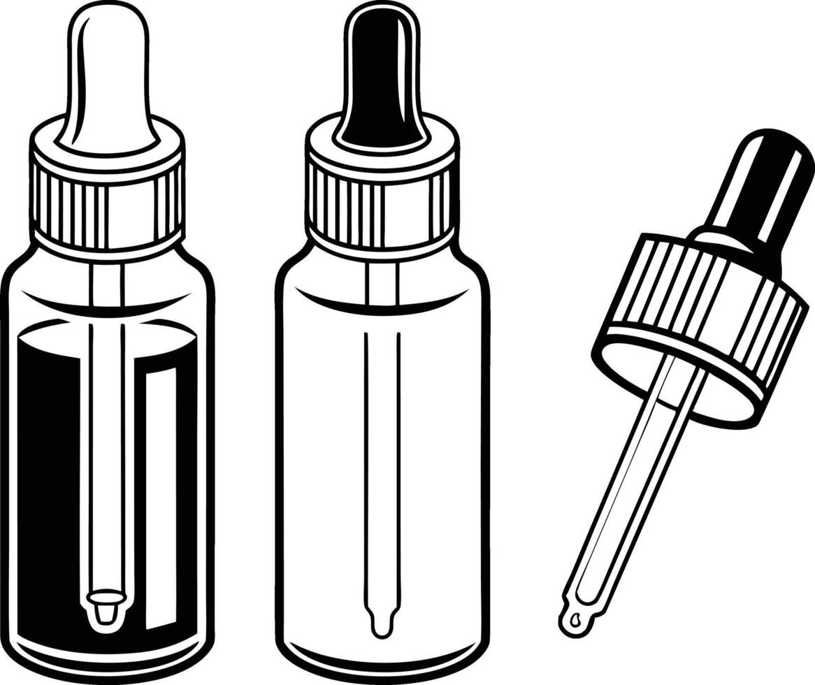 set of dropper bottles for cosmetic serum vector