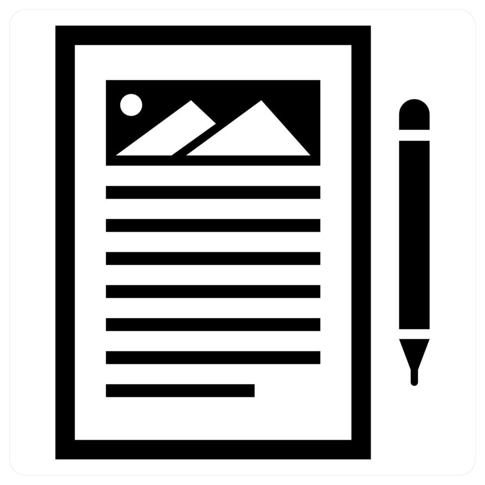Blog and article icon concept in black color vector