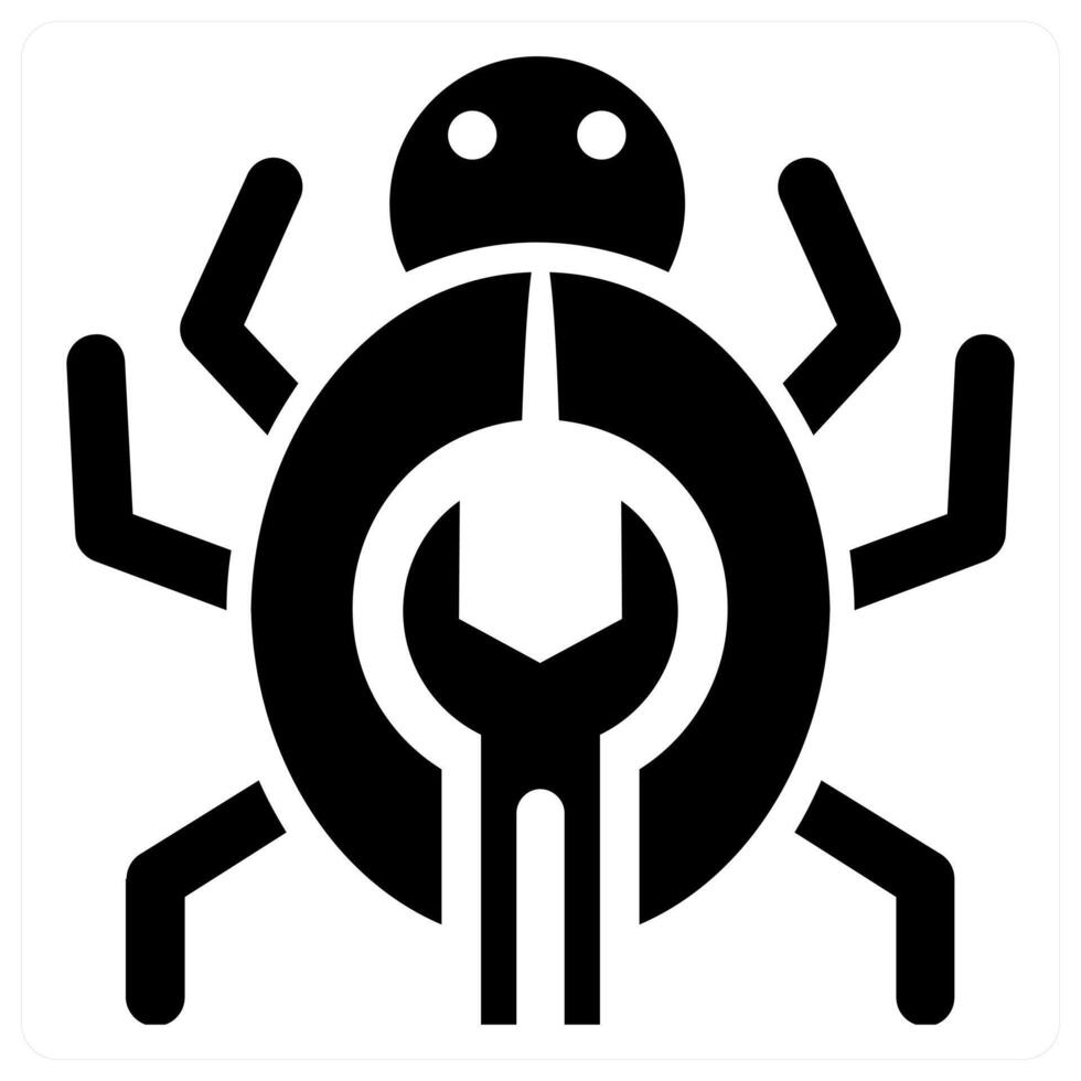 Bug and antivirus in black color vector
