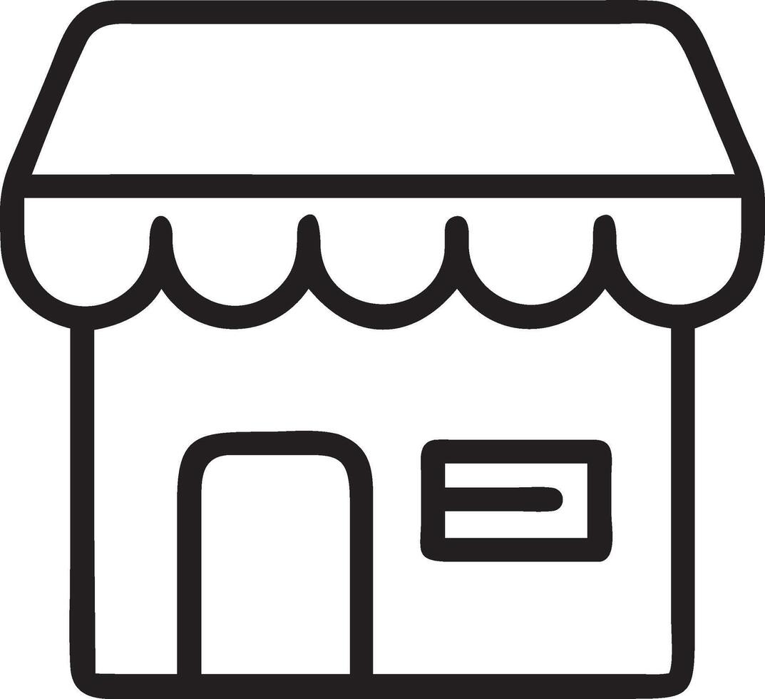 Simple Outline Illustration of a Small Business Shop with a Tent Roof and a Closed Door vector
