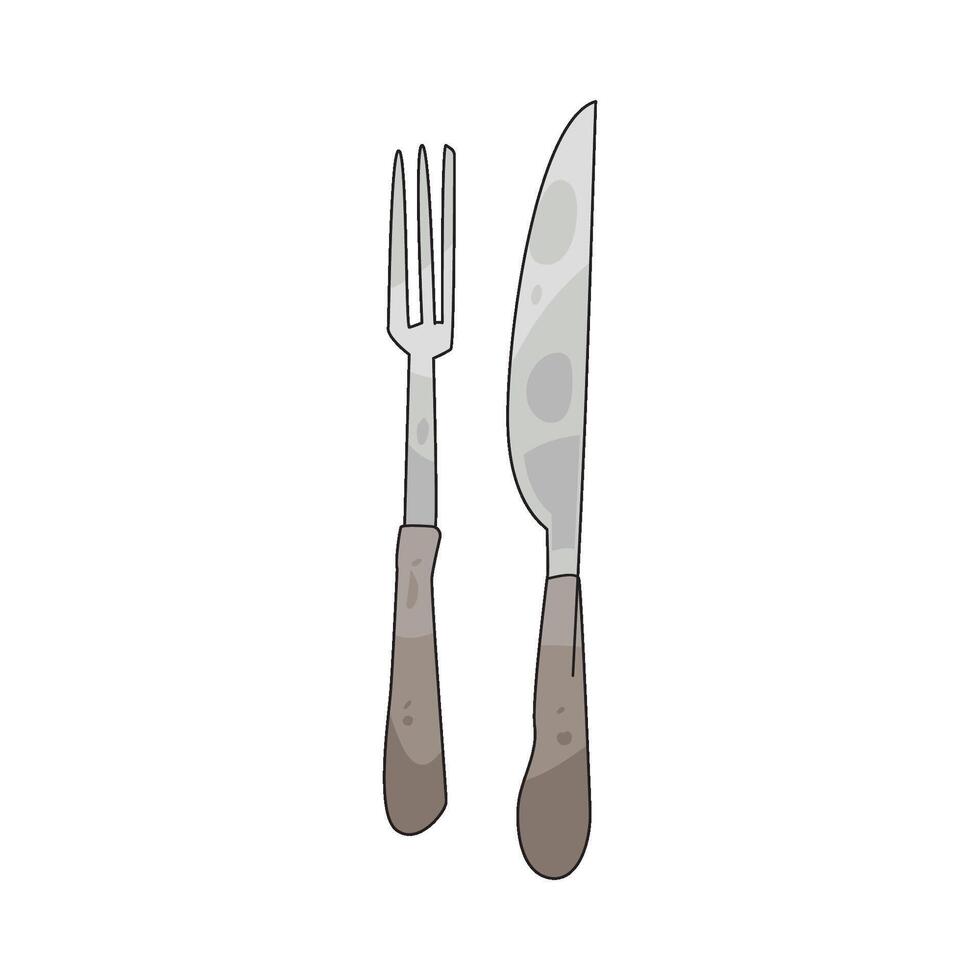 stainless steel fork and knife vector