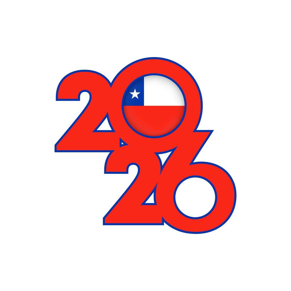 2026 banner with Chile flag inside. vector