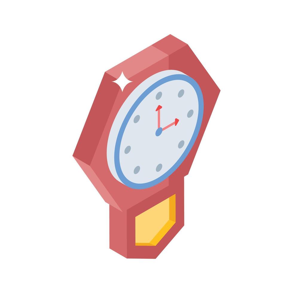 A trendy isometric style icon of wall clock vector