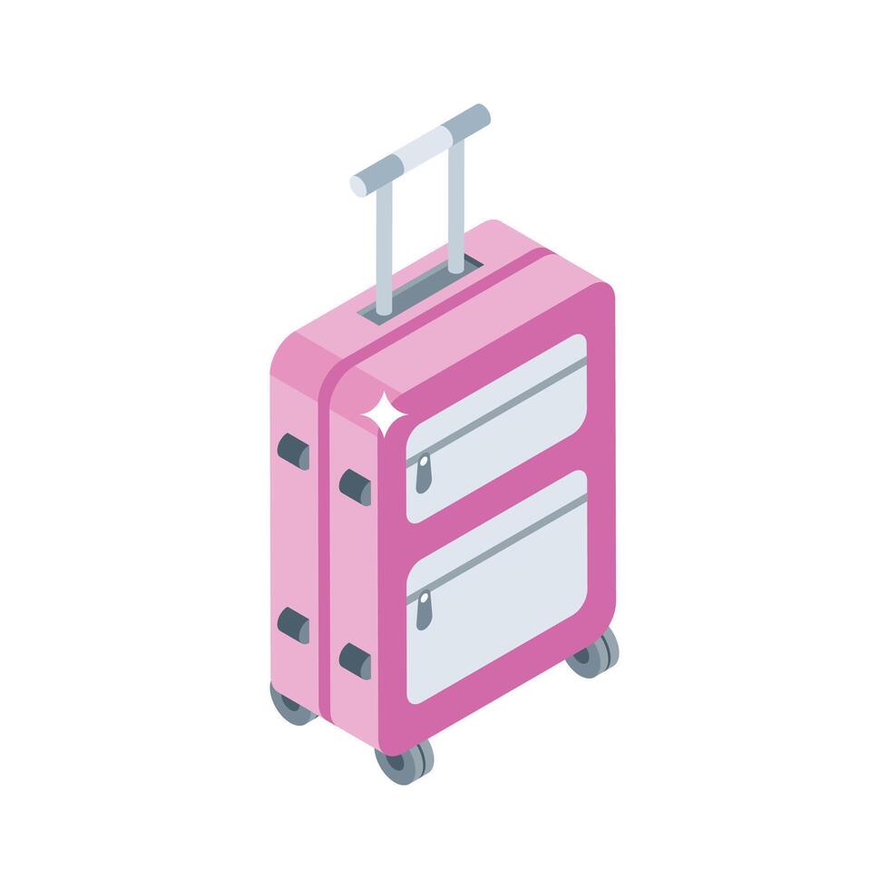 A isometric icon of packed luggage ready to roll vector