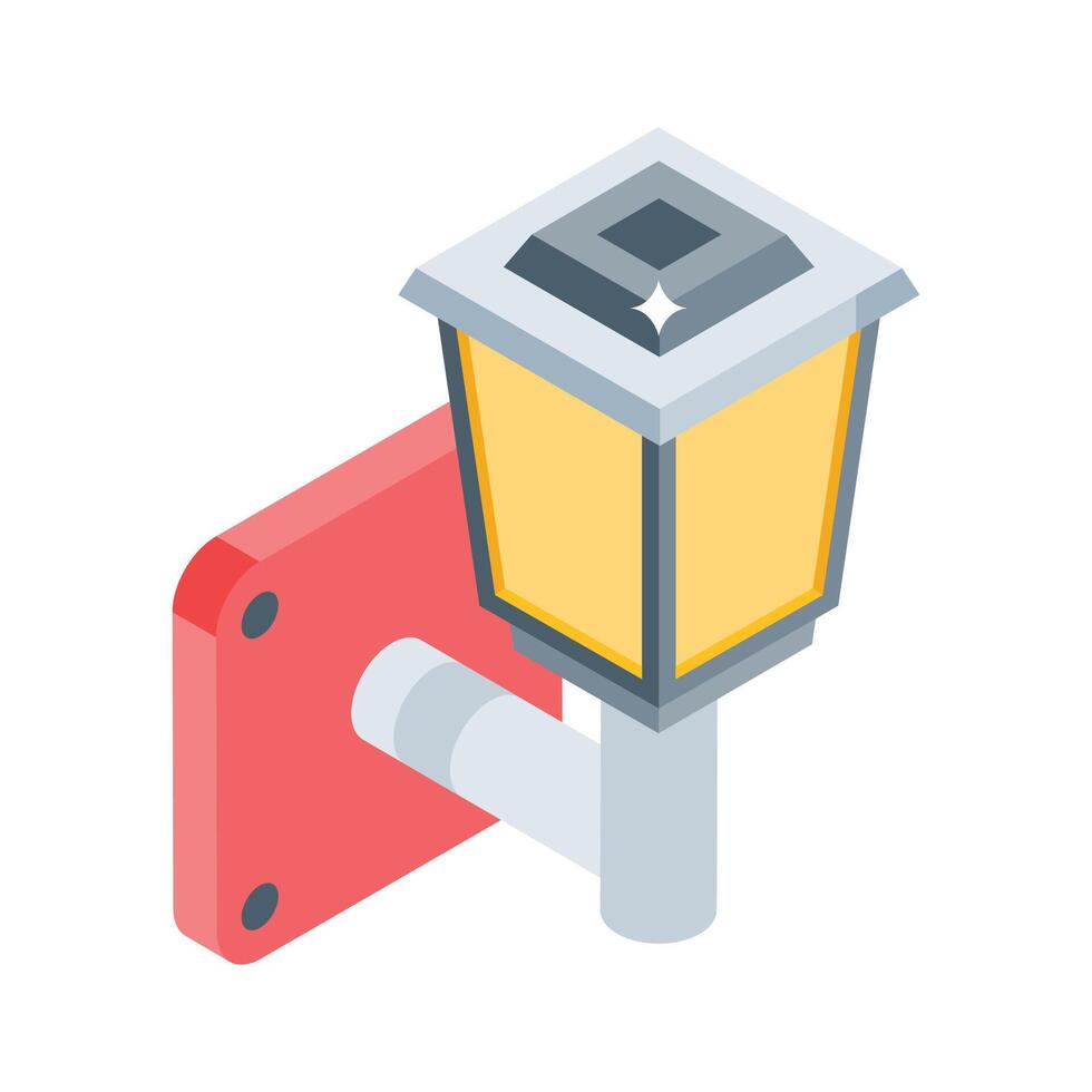 A trendy isometric icon showing classic wall lamp vector