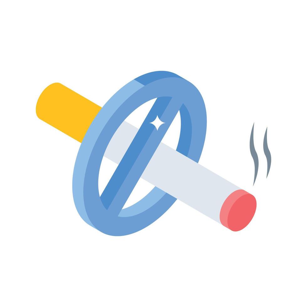 A premium isometric icon of no smoking sign vector