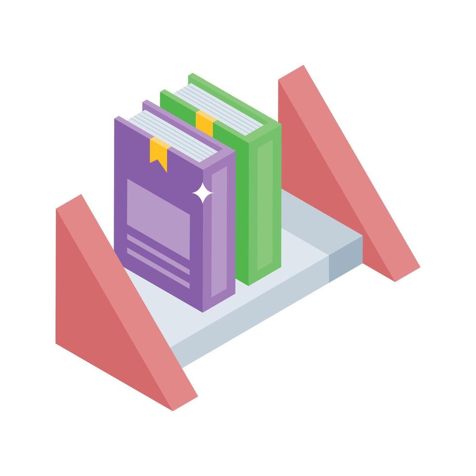 Grab this isometric icon of hotel room bookshelf vector