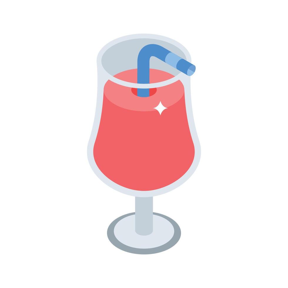Grab this isometric style icon of refreshing cocktail glass vector