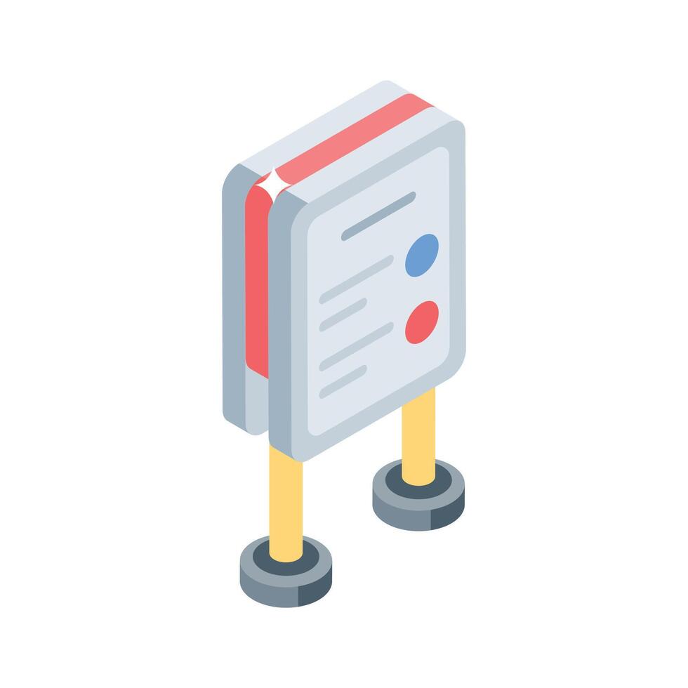 Trendy isometric icon representing hotel self service kiosk vector