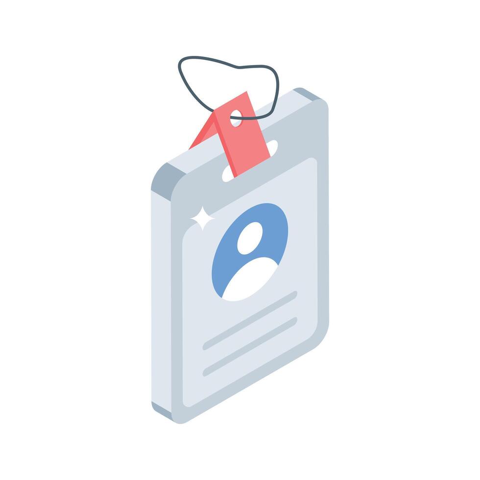 A modern isometric style icon of hotel guest id vector