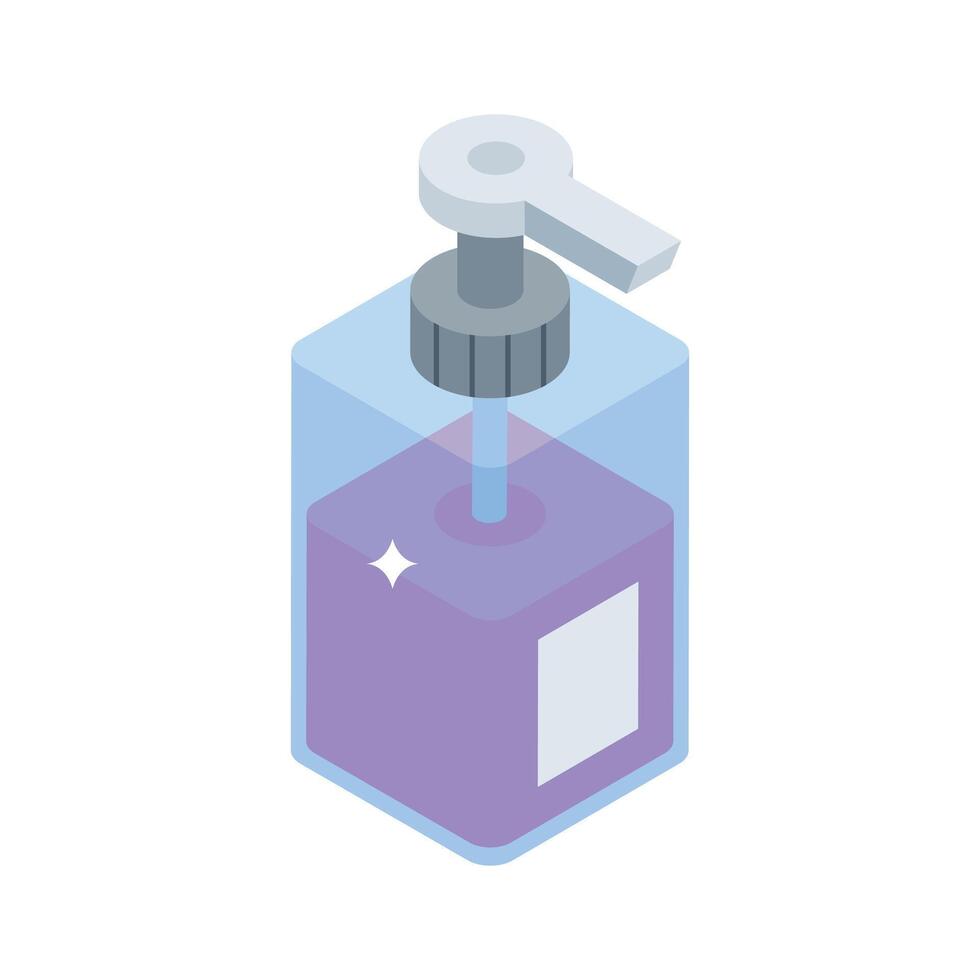 A isometric style icon of soap dispenser bottle vector