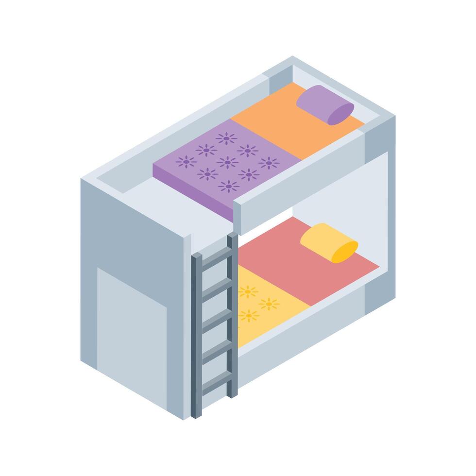 Get this isometric icon showing bunk bed structure vector