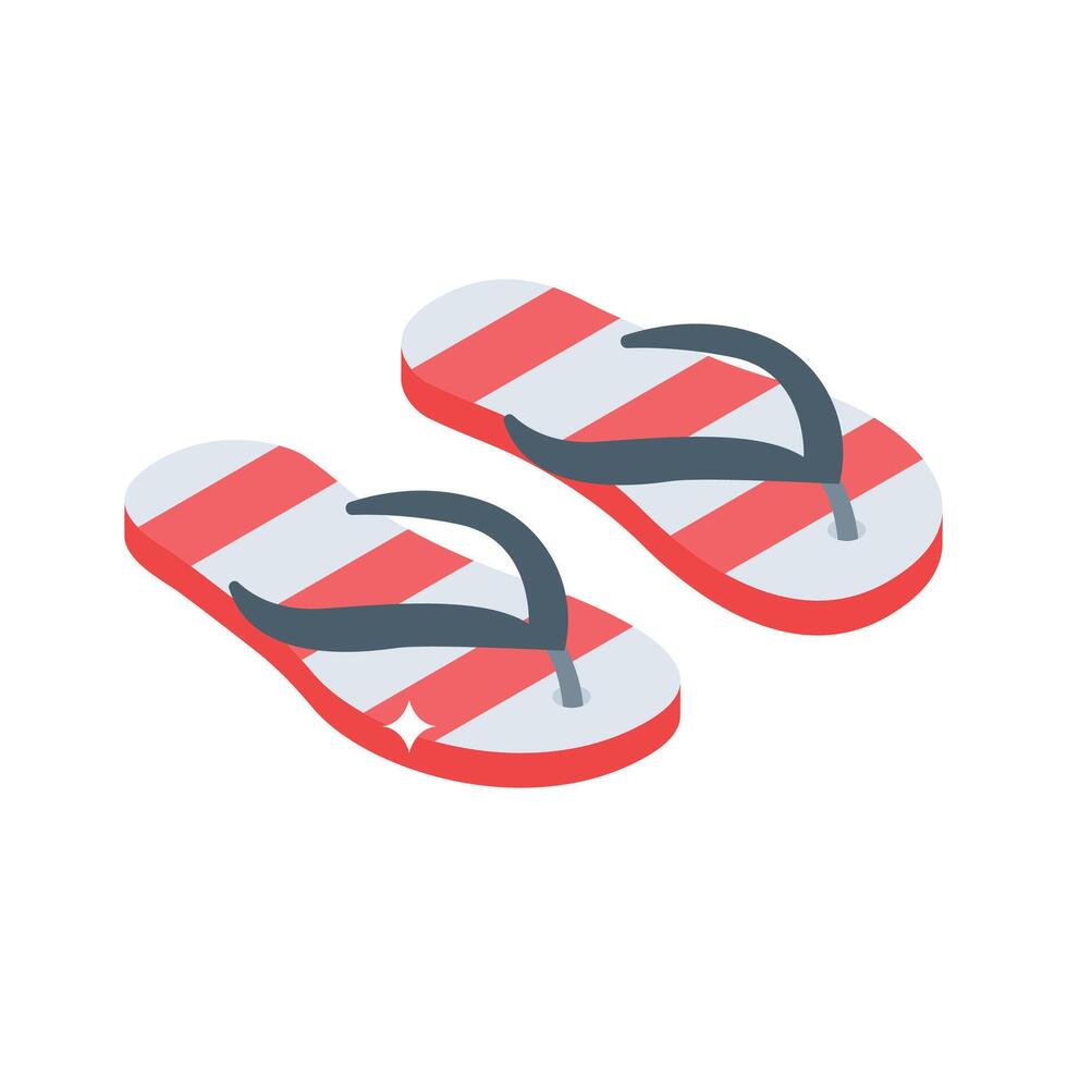 A trendy isometric style icon showing summer flip flops vector