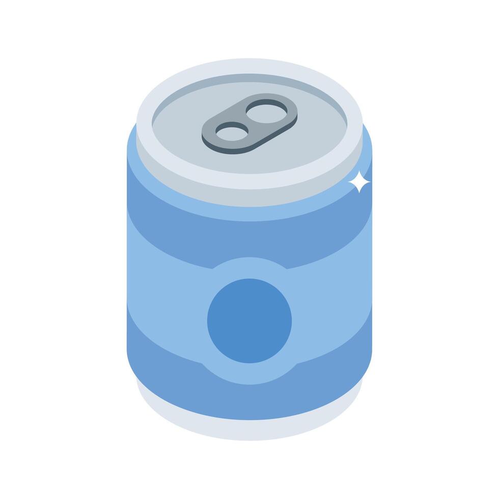 A premium isometric icon showing soda can fizz vector