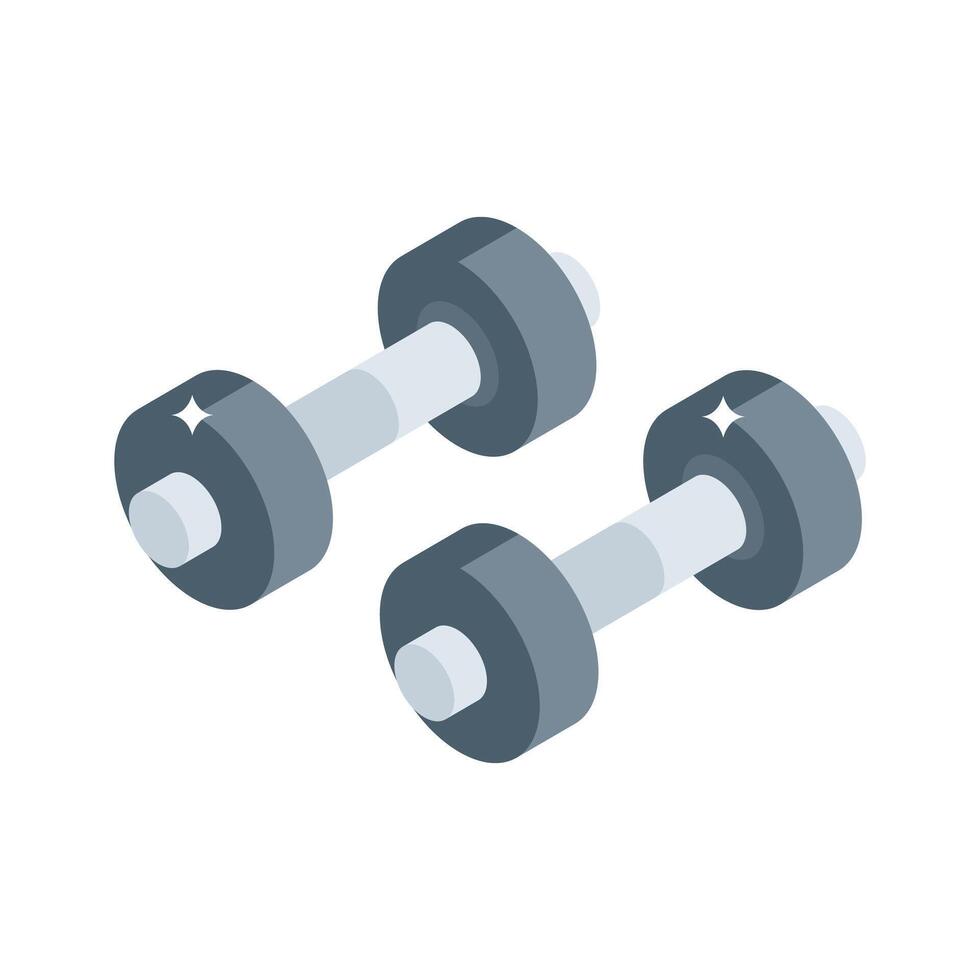 A premium isometric icon of fitness dumbbells set vector
