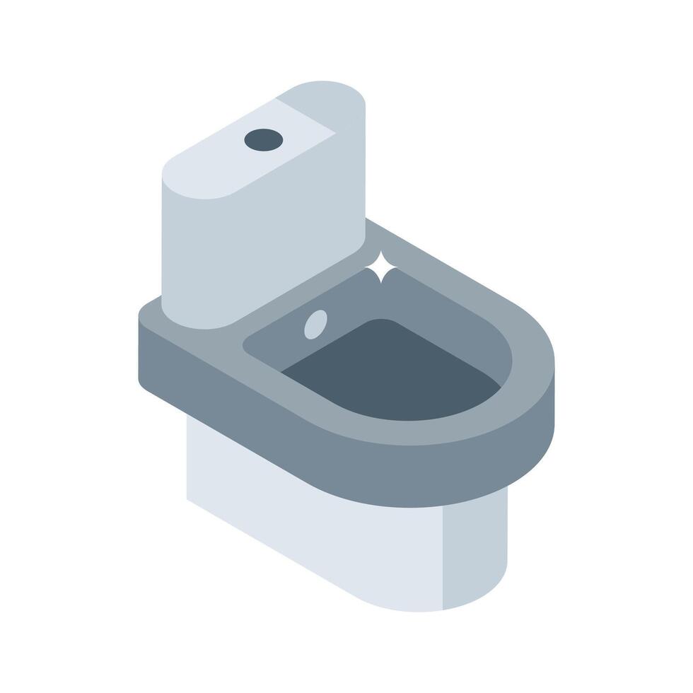 A premium isometric icon showing modern toilet setup vector